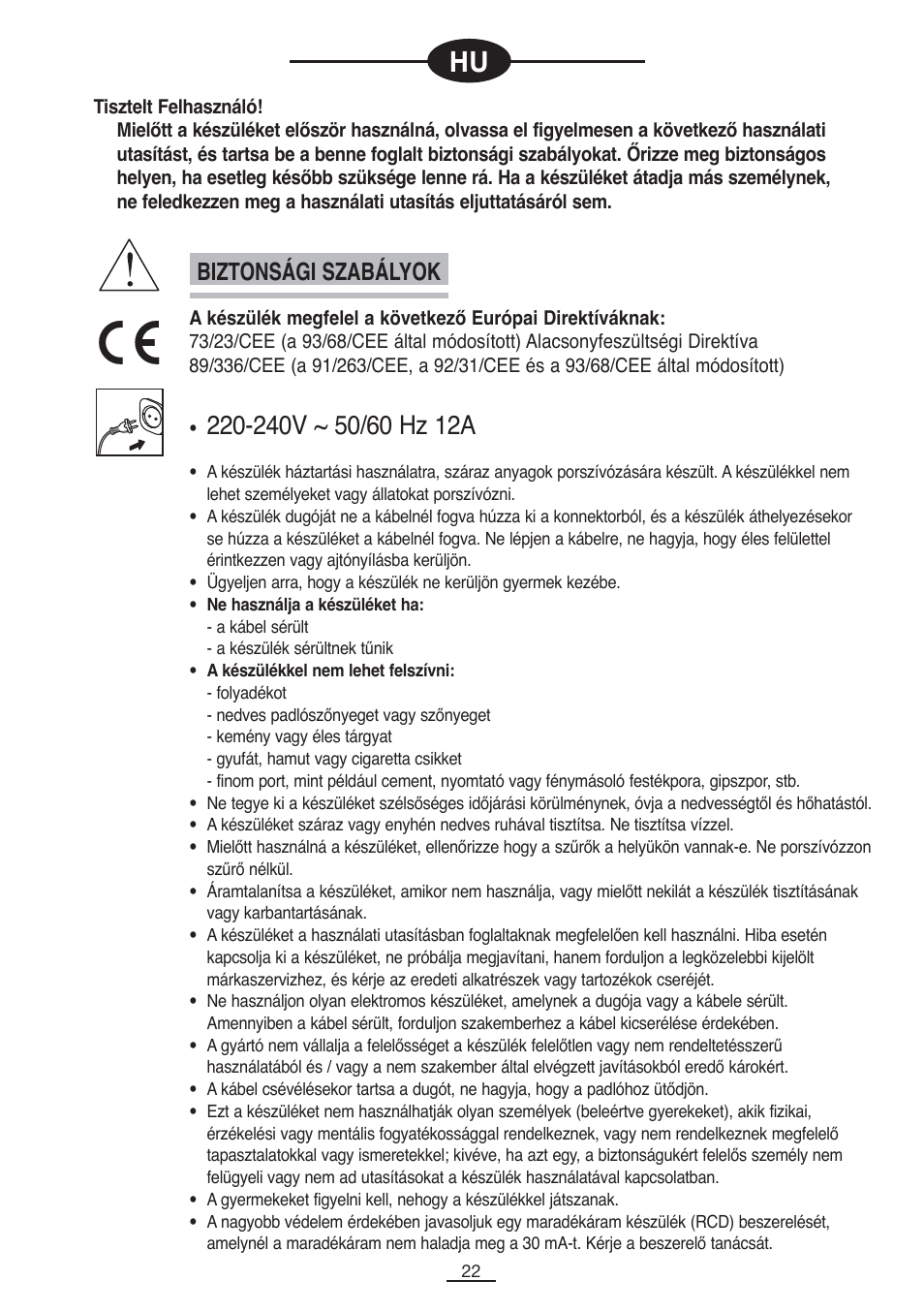 Biztonsági szabályok | Fagor VCE-181CP User Manual | Page 23 / 54