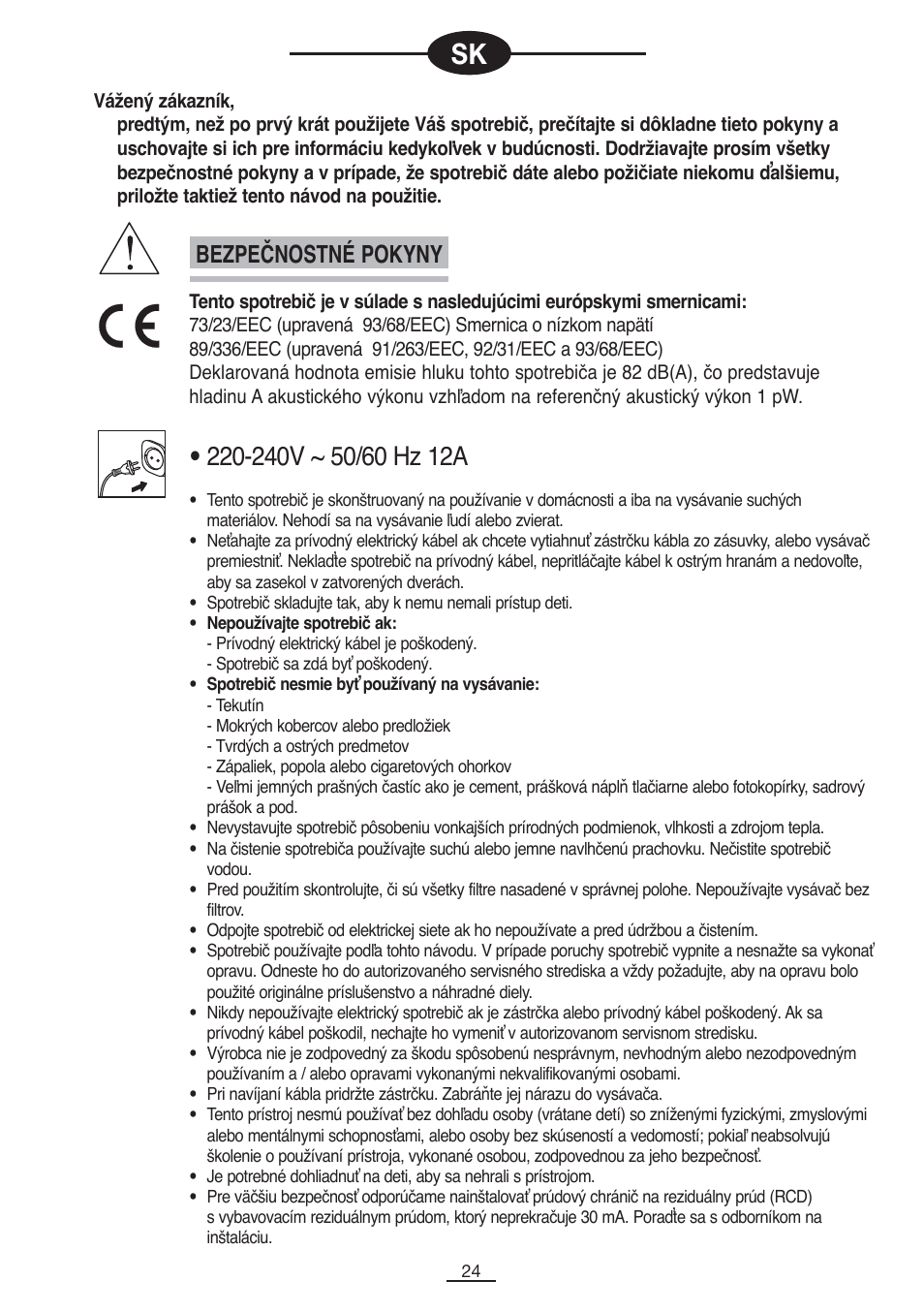 Bezpečnostné pokyny | Fagor VCE-181CP User Manual | Page 25 / 54