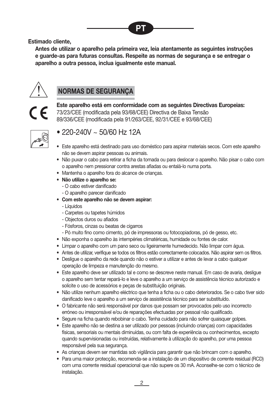 Normas de segurança | Fagor VCE-181CP User Manual | Page 3 / 54