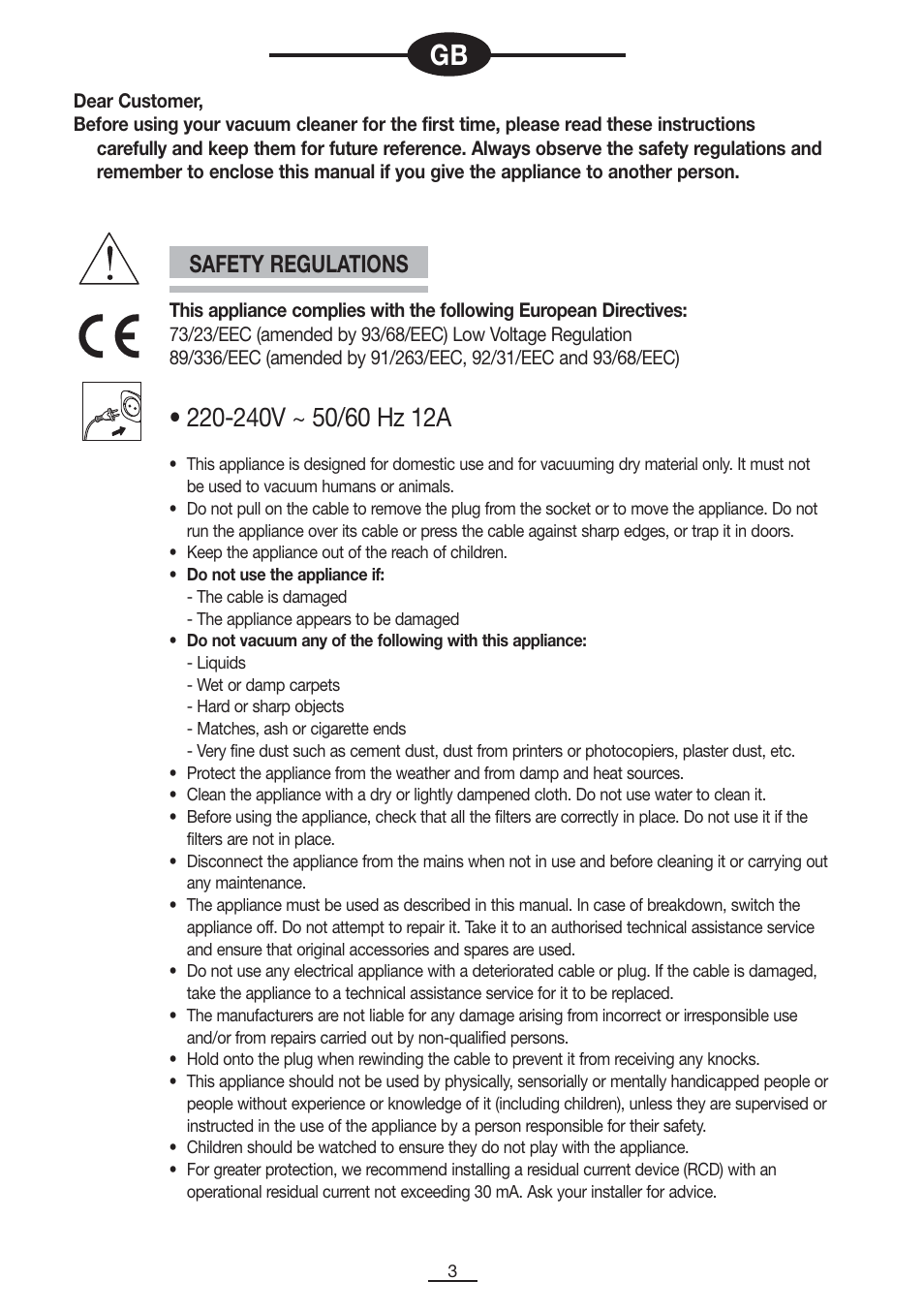 Safety regulations | Fagor VCE-181CP User Manual | Page 4 / 54