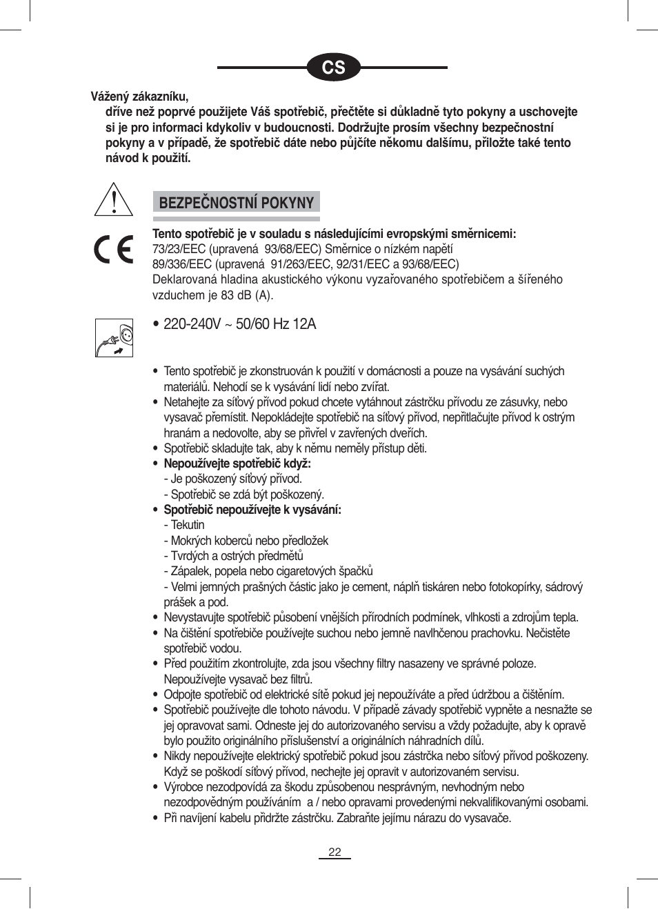 Bezpečnostní pokyny | Fagor VCE-1820CP User Manual | Page 23 / 47