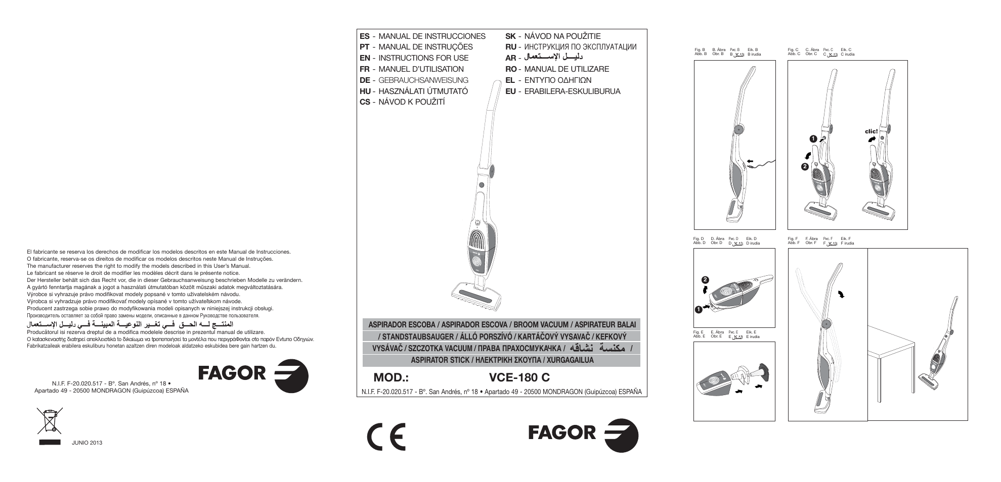 Fagor VCE-180C User Manual | 67 pages