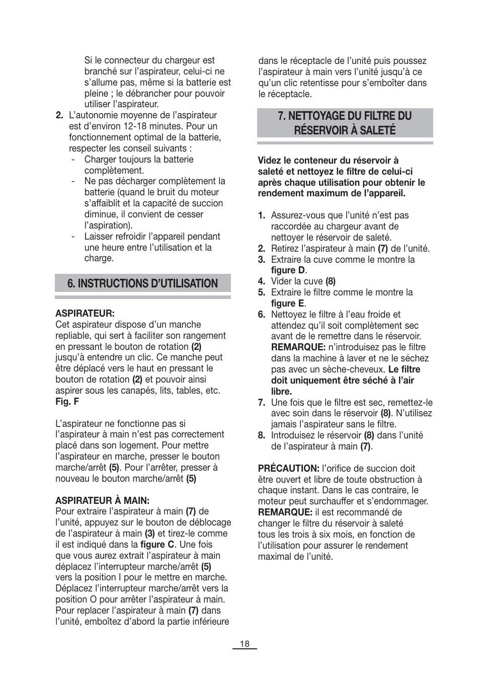 Instructions d’utilisation, Nettoyage du filtre du réservoir à saleté | Fagor VCE-180C User Manual | Page 19 / 67