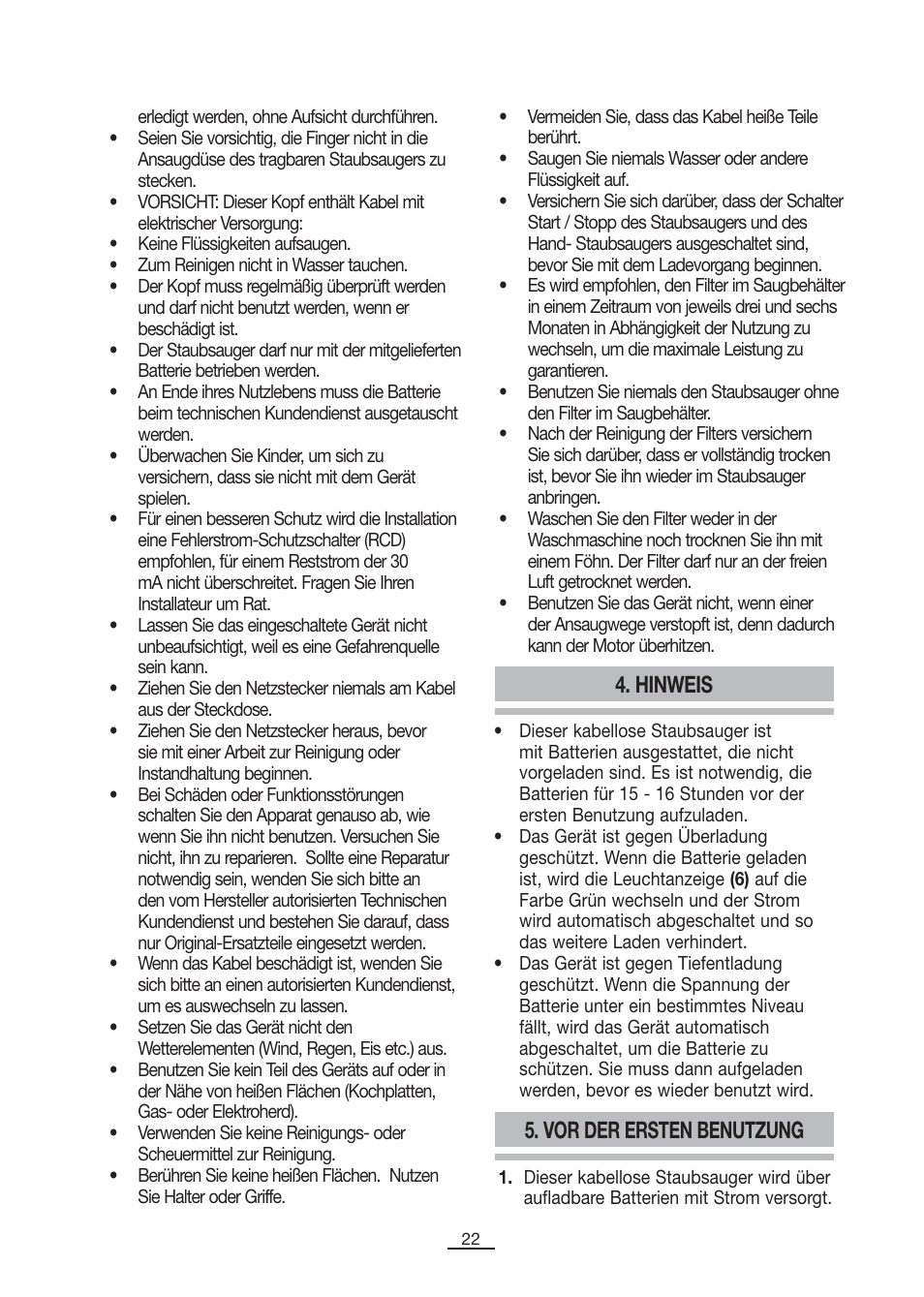 Hinweis, Vor der ersten benutzung | Fagor VCE-180C User Manual | Page 23 / 67