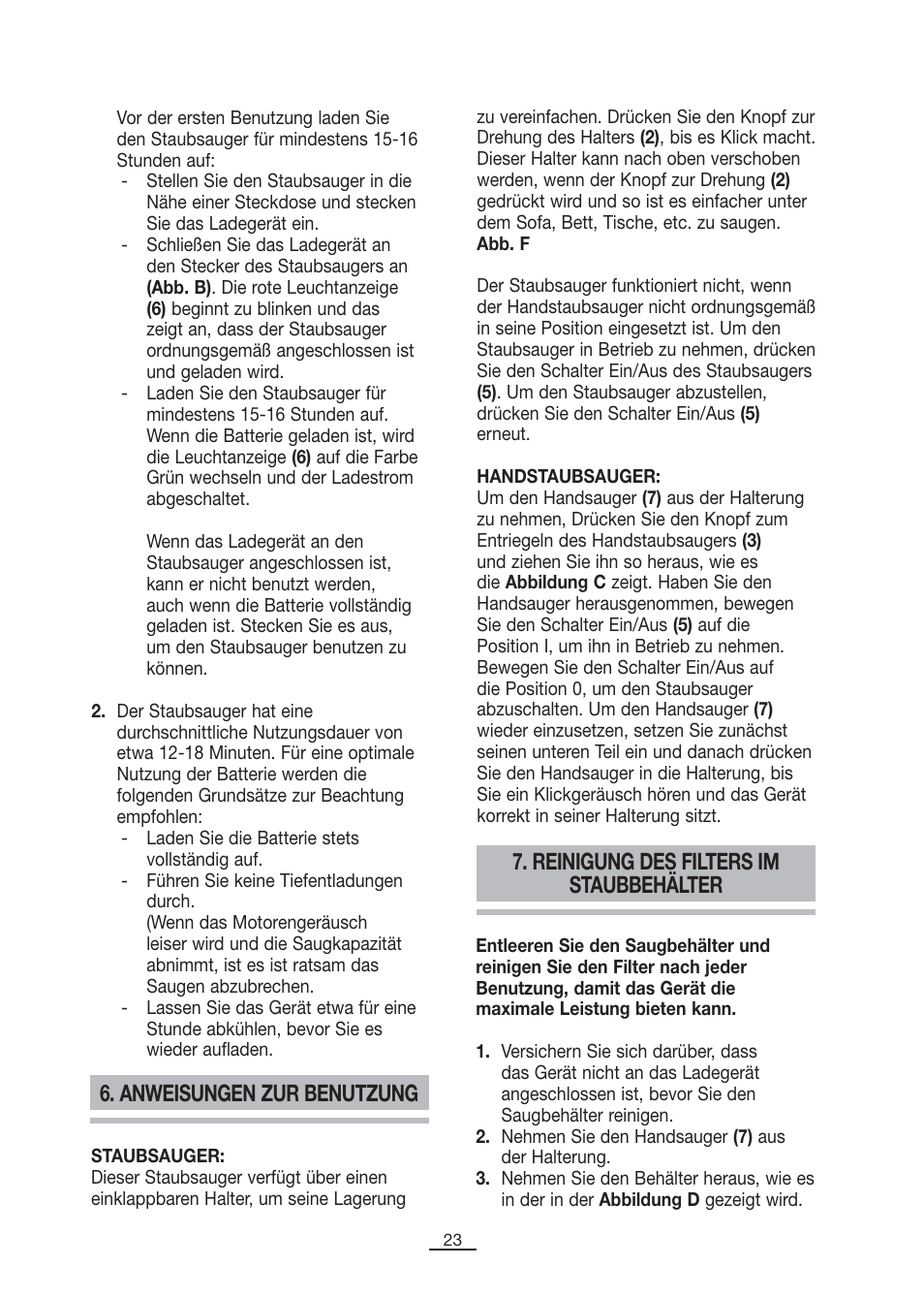 Anweisungen zur benutzung, Reinigung des filters im staubbehälter | Fagor VCE-180C User Manual | Page 24 / 67