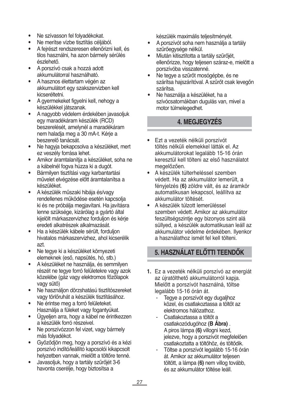 Megjegyzés 5. használat előtti teendők | Fagor VCE-180C User Manual | Page 28 / 67