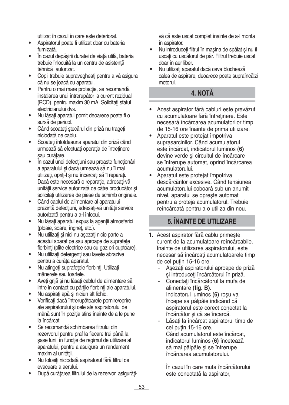 Notă 5. înainte de utilizare | Fagor VCE-180C User Manual | Page 54 / 67