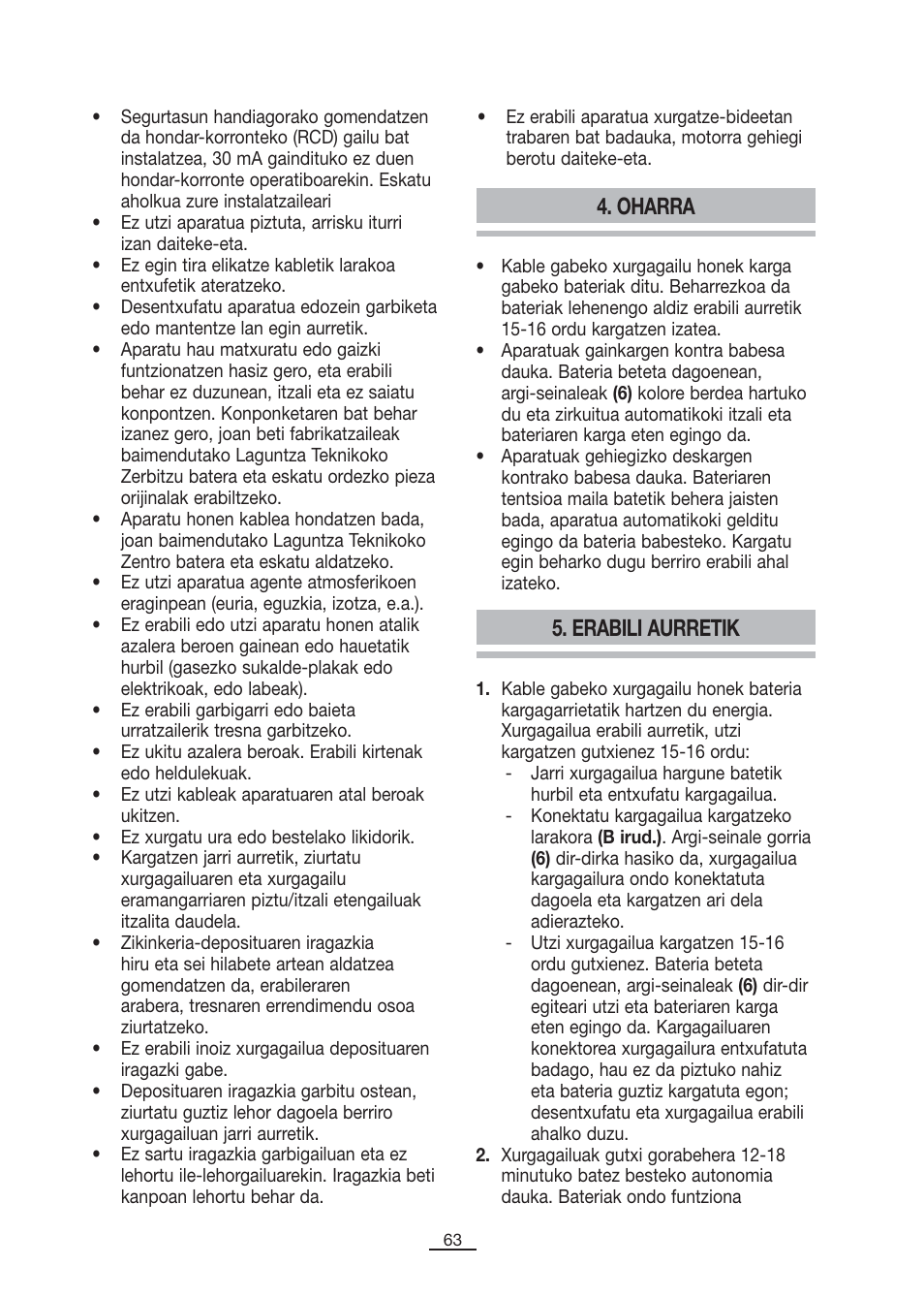 Oharra 5. erabili aurretik | Fagor VCE-180C User Manual | Page 64 / 67