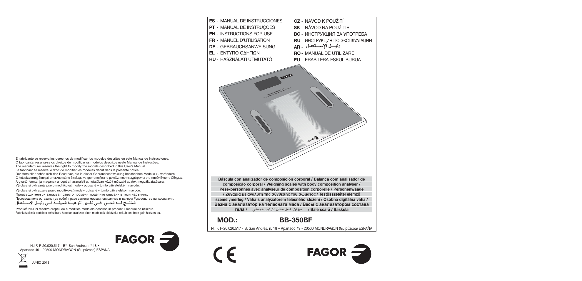 Fagor BB-350BF User Manual | 76 pages