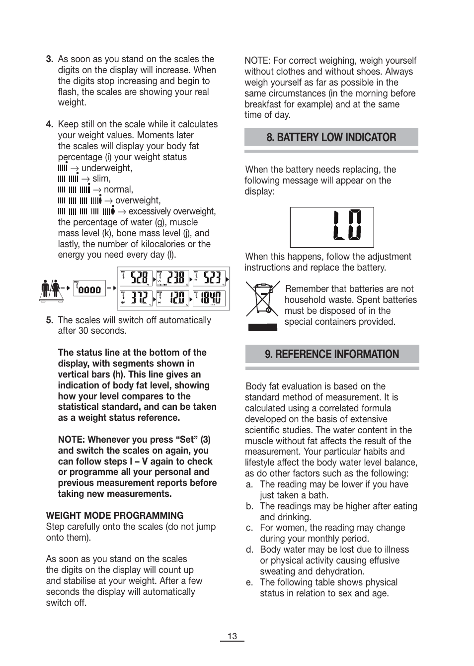 Reference information 8. battery low indicator | Fagor BB-350BF User Manual | Page 14 / 76