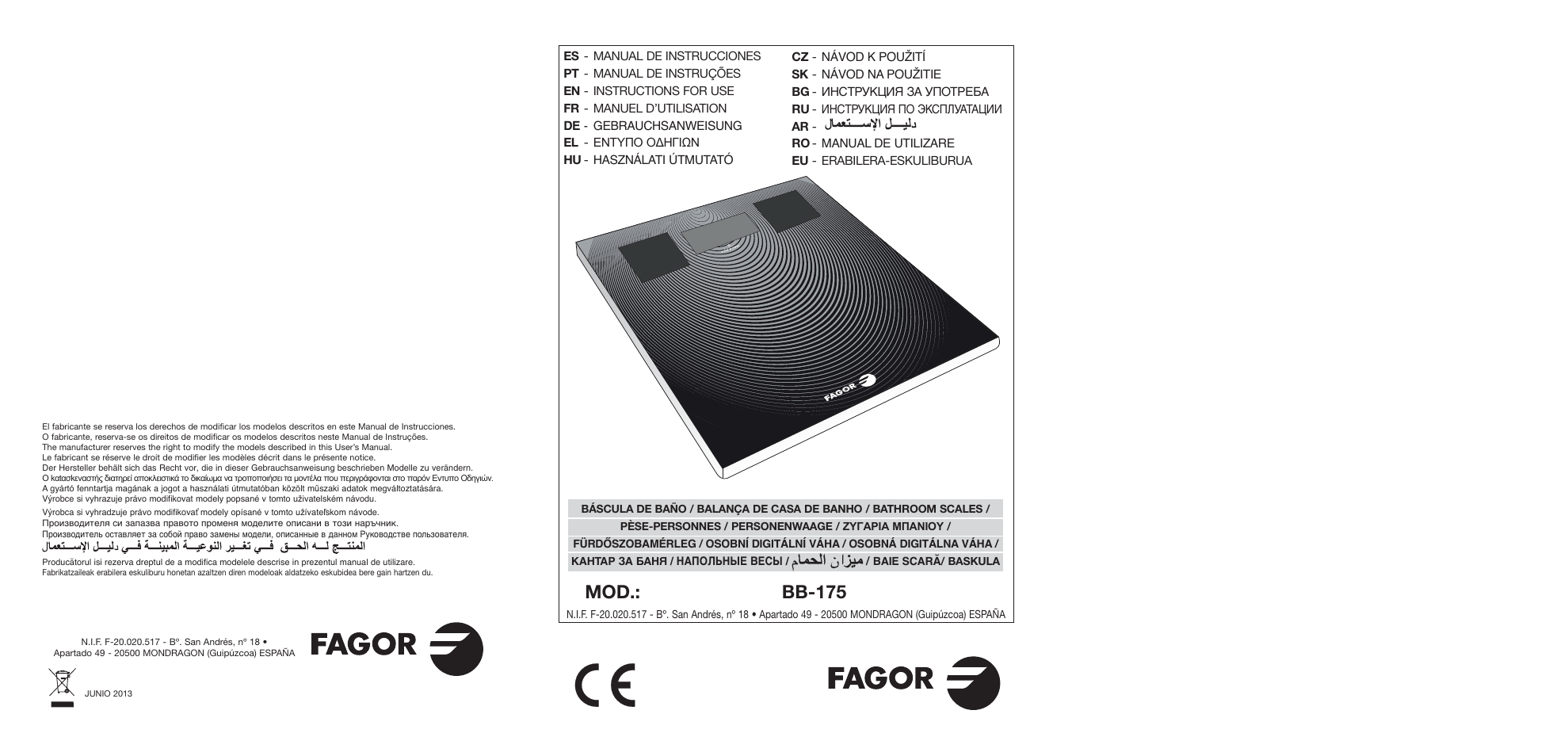 Fagor BB-175 User Manual | 31 pages