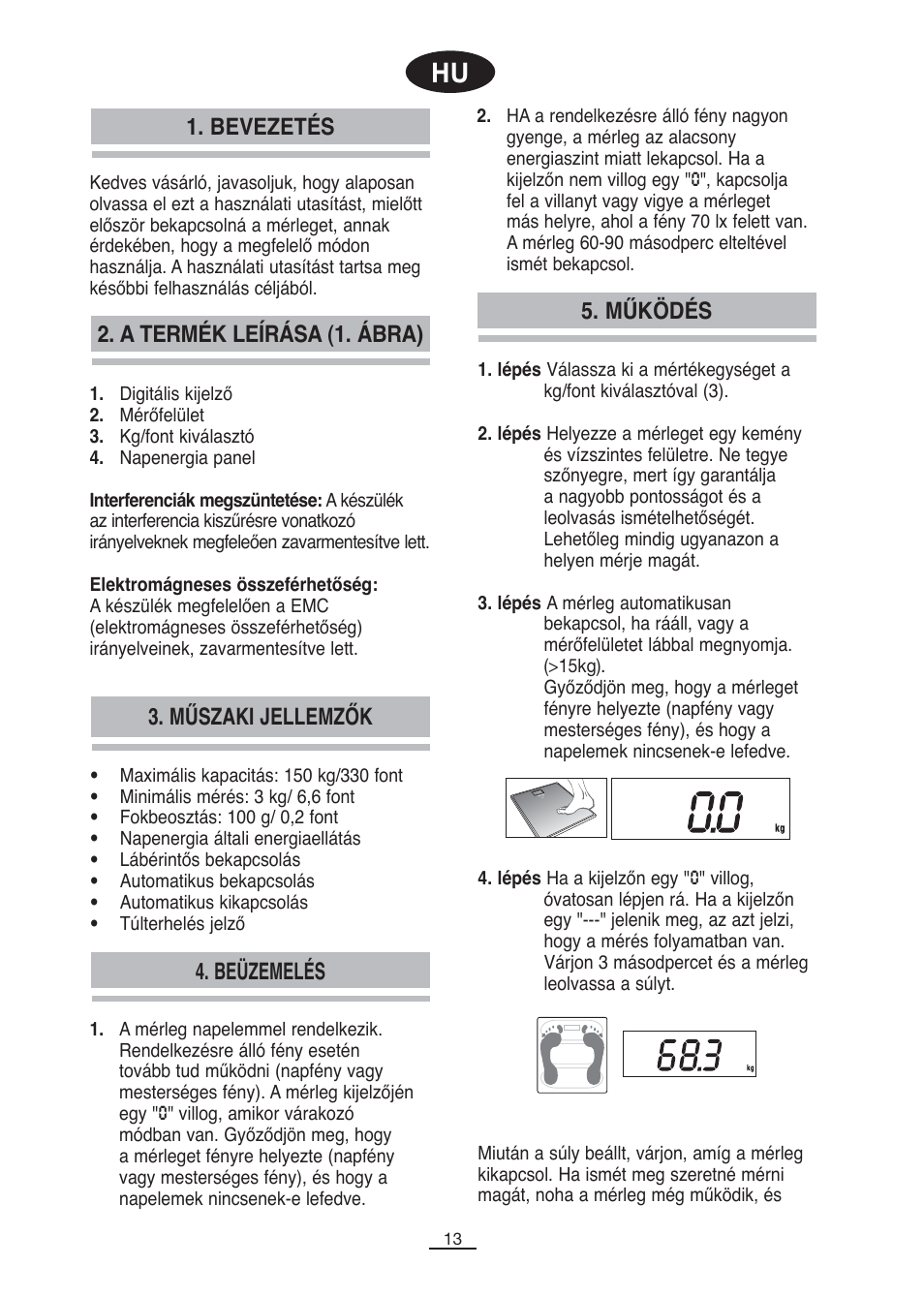 A termék leírása (1. ábra), Beüzemelés, Bevezetés | Működés, Műszaki jellemzők | Fagor BB-175 User Manual | Page 14 / 31