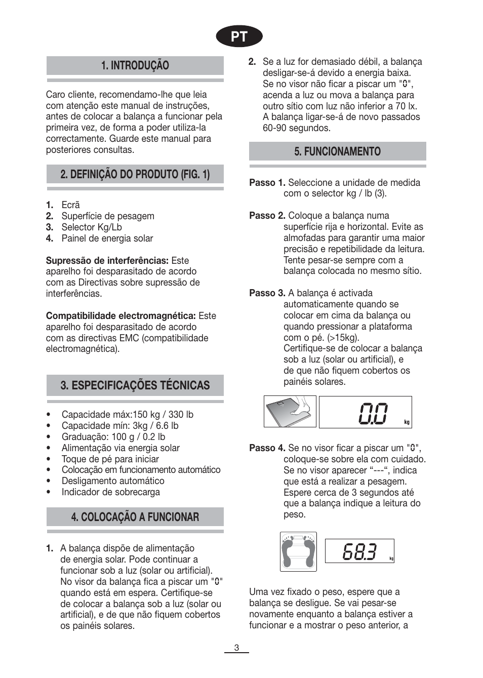 Definição do produto (fig. 1), Colocação a funcionar, Introdução | Funcionamento, Especificações técnicas | Fagor BB-175 User Manual | Page 4 / 31