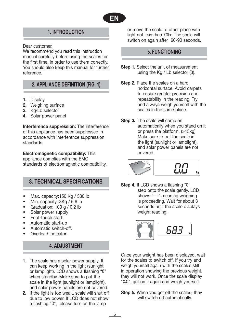 Appliance definition (fig. 1), Adjustment, Introduction | Functioning, Technical specifications | Fagor BB-175 User Manual | Page 6 / 31