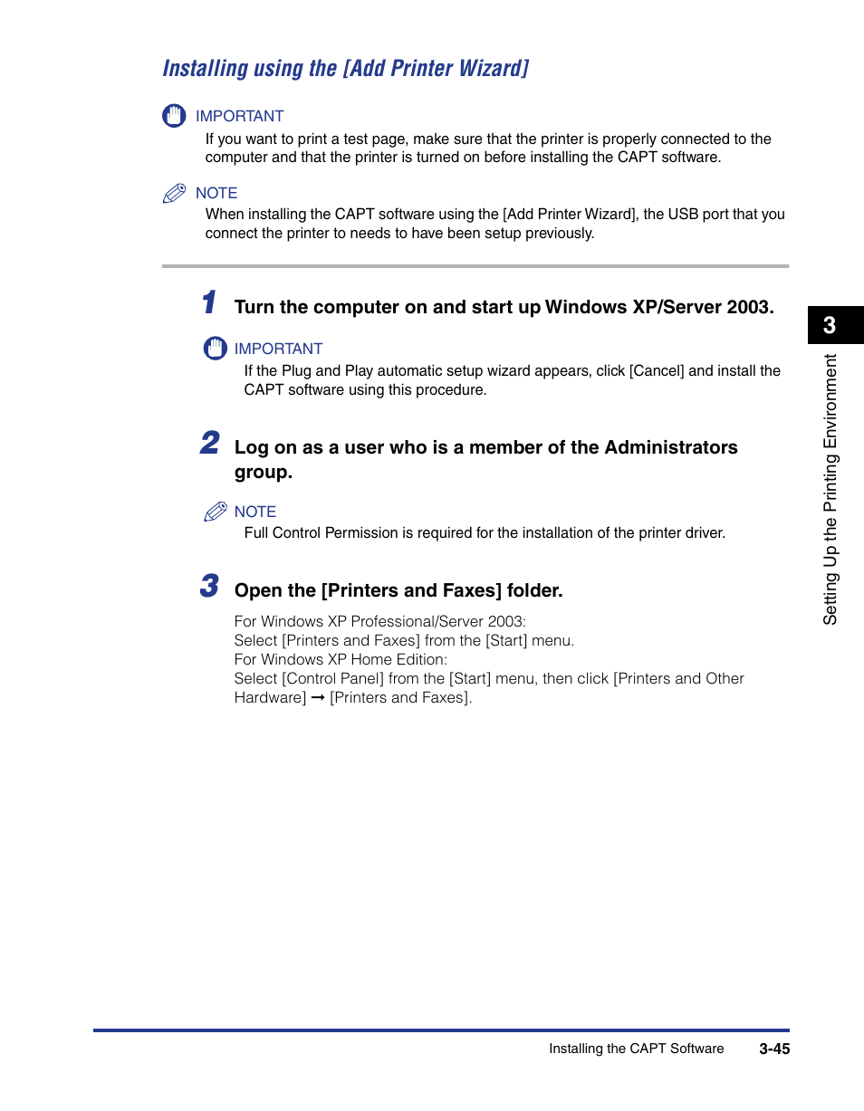 Installing using the [add printer wizard] -45, Installing using the [add printer wizard | Axis Communications LBP 5200 User Manual | Page 130 / 389