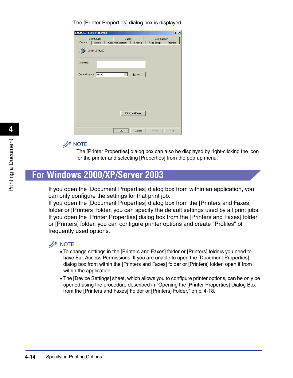 For windows 2000/xp/server 2003, For windows 2000/xp/server 2003 -14 | Axis Communications LBP 5200 User Manual | Page 181 / 389