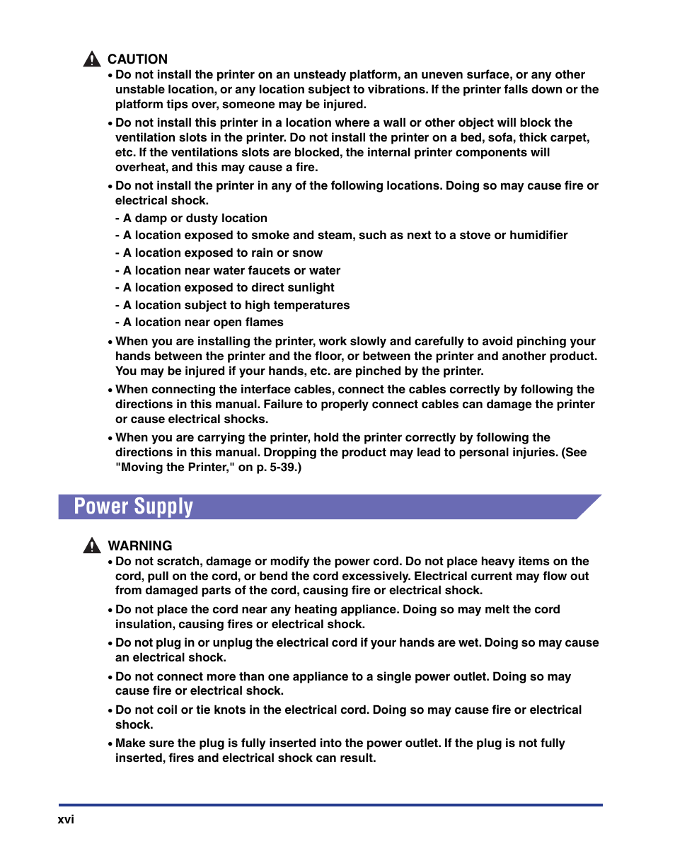 Power supply | Axis Communications LBP 5200 User Manual | Page 19 / 389