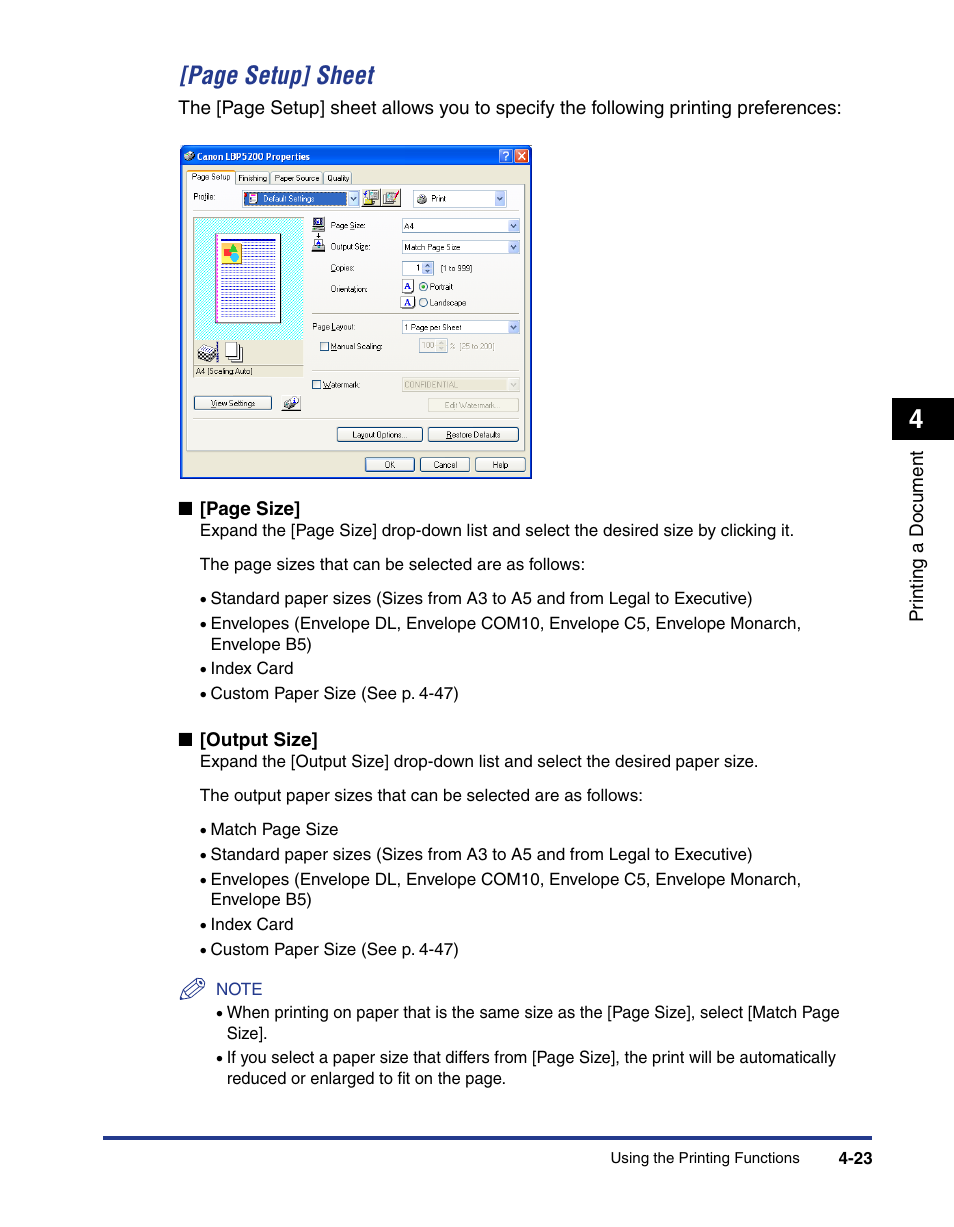 Page setup] sheet | Axis Communications LBP 5200 User Manual | Page 190 / 389