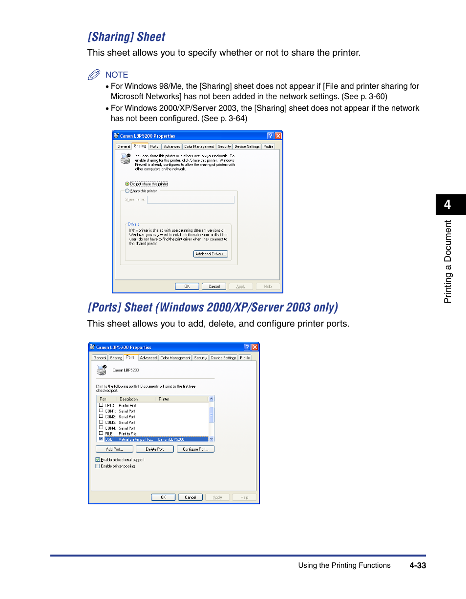 Sharing] sheet | Axis Communications LBP 5200 User Manual | Page 200 / 389