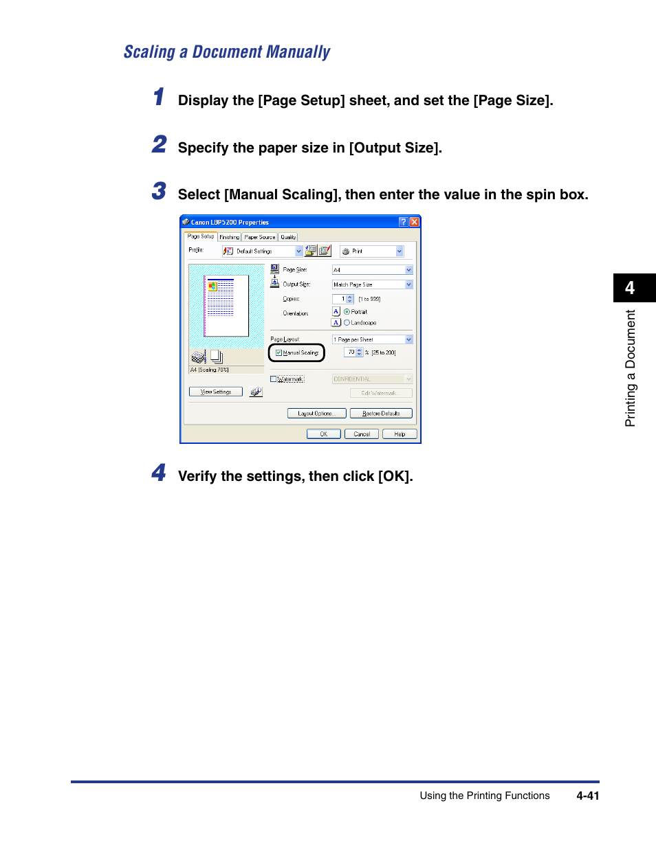 Scaling a document manually -41 | Axis Communications LBP 5200 User Manual | Page 208 / 389