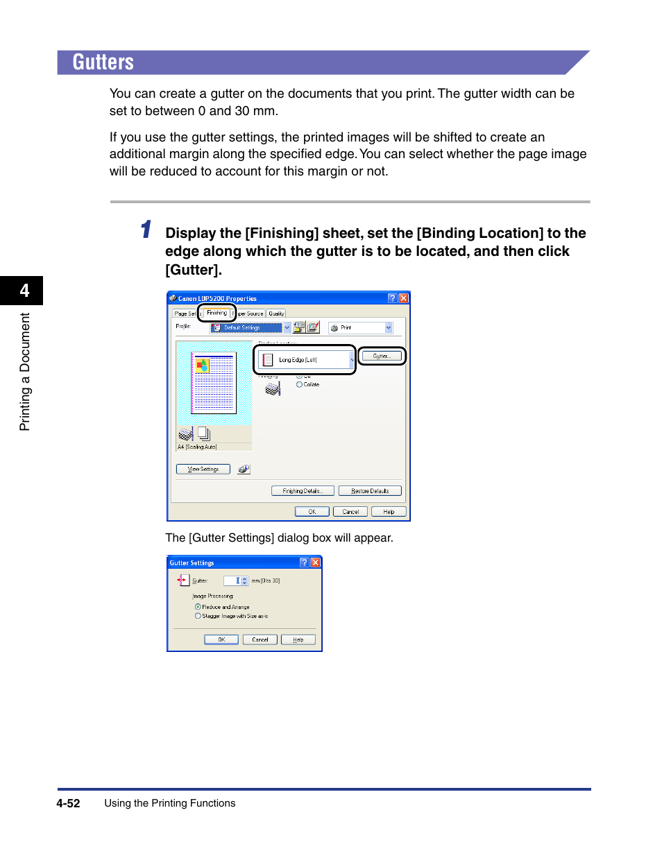 Gutters, Gutters -52 | Axis Communications LBP 5200 User Manual | Page 219 / 389