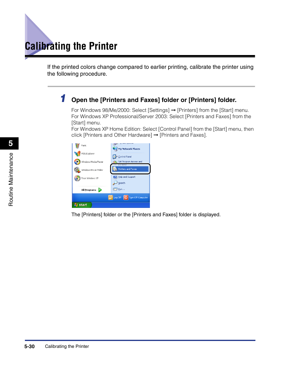 Calibrating the printer, Calibrating the printer -30 | Axis Communications LBP 5200 User Manual | Page 277 / 389