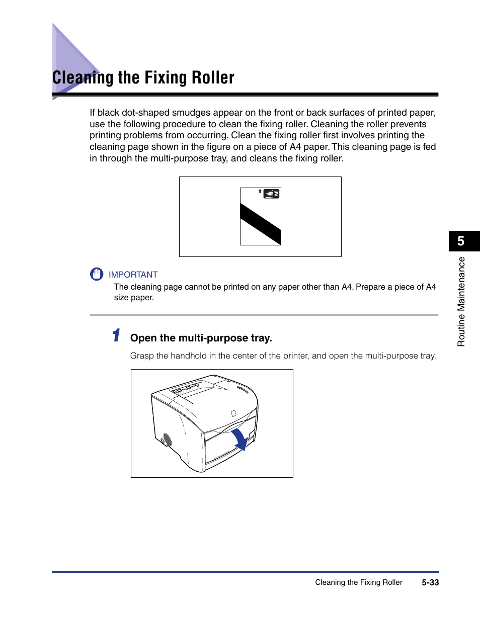 Cleaning the fixing roller, Cleaning the fixing roller -33 | Axis Communications LBP 5200 User Manual | Page 280 / 389