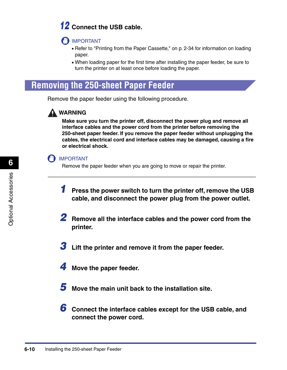 Removing the 250-sheet paper feeder, Removing the 250-sheet paper feeder -10 | Axis Communications LBP 5200 User Manual | Page 305 / 389