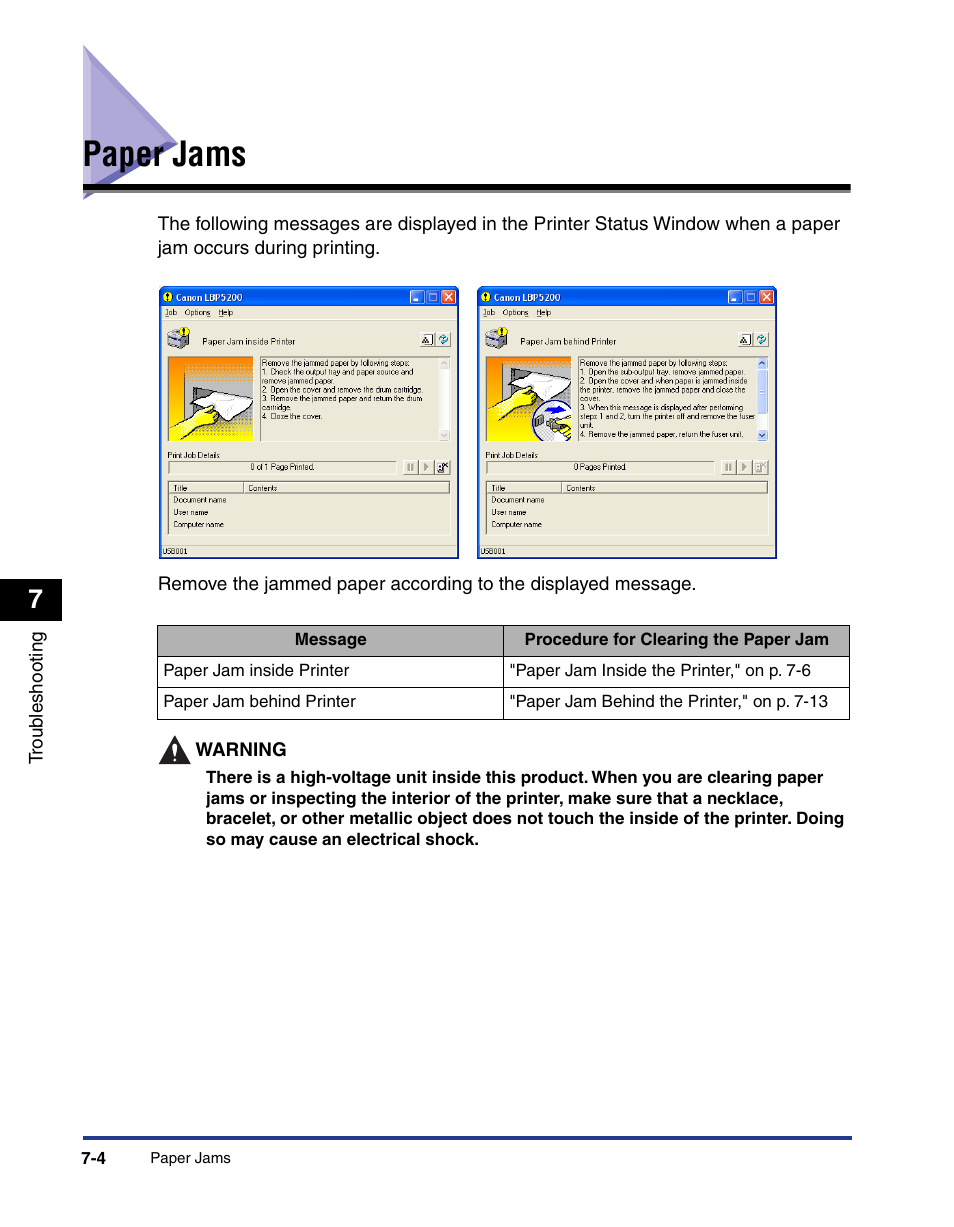 Paper jams, Paper jams -4 | Axis Communications LBP 5200 User Manual | Page 319 / 389