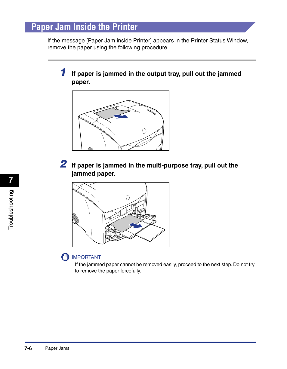 Paper jam inside the printer, Paper jam inside the printer -6 | Axis Communications LBP 5200 User Manual | Page 321 / 389