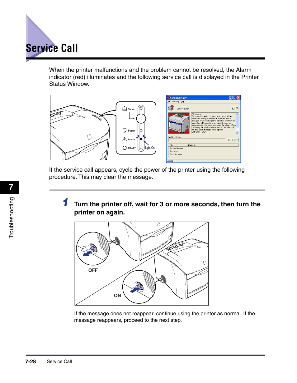 Service call, Service call -28 | Axis Communications LBP 5200 User Manual | Page 343 / 389