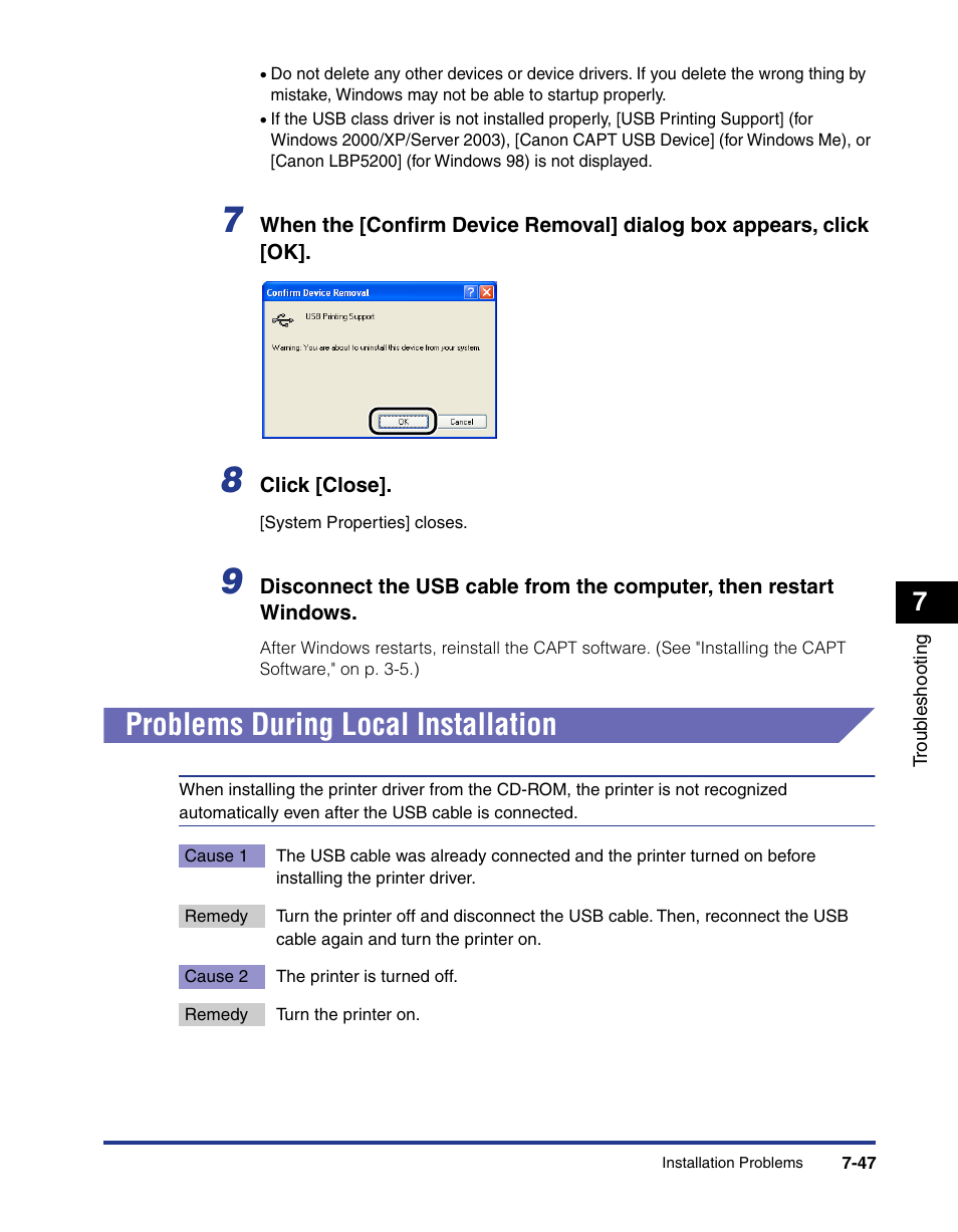 Problems during local installation, Problems during local installation -47 | Axis Communications LBP 5200 User Manual | Page 362 / 389