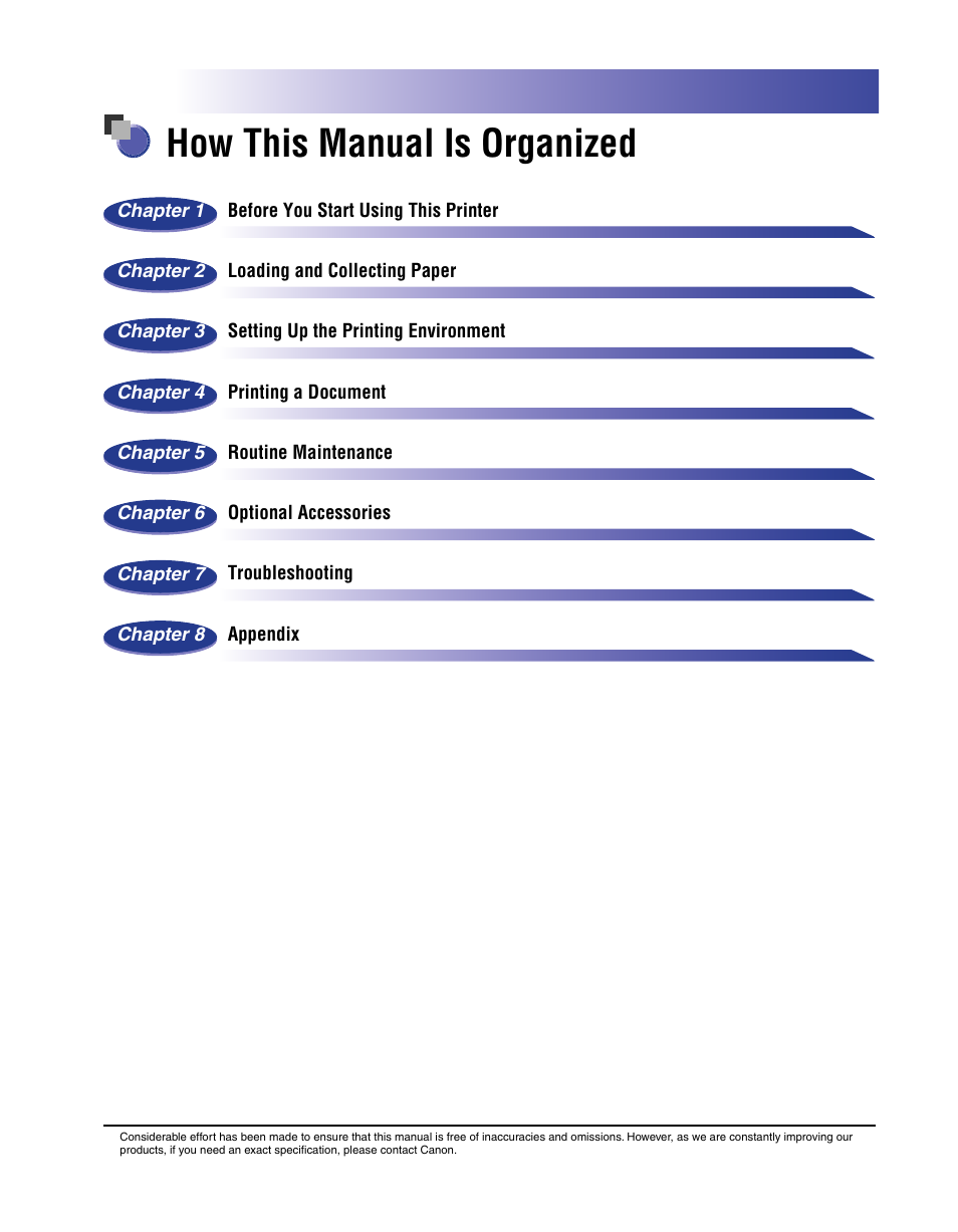 How this manual is organized | Axis Communications LBP 5200 User Manual | Page 4 / 389