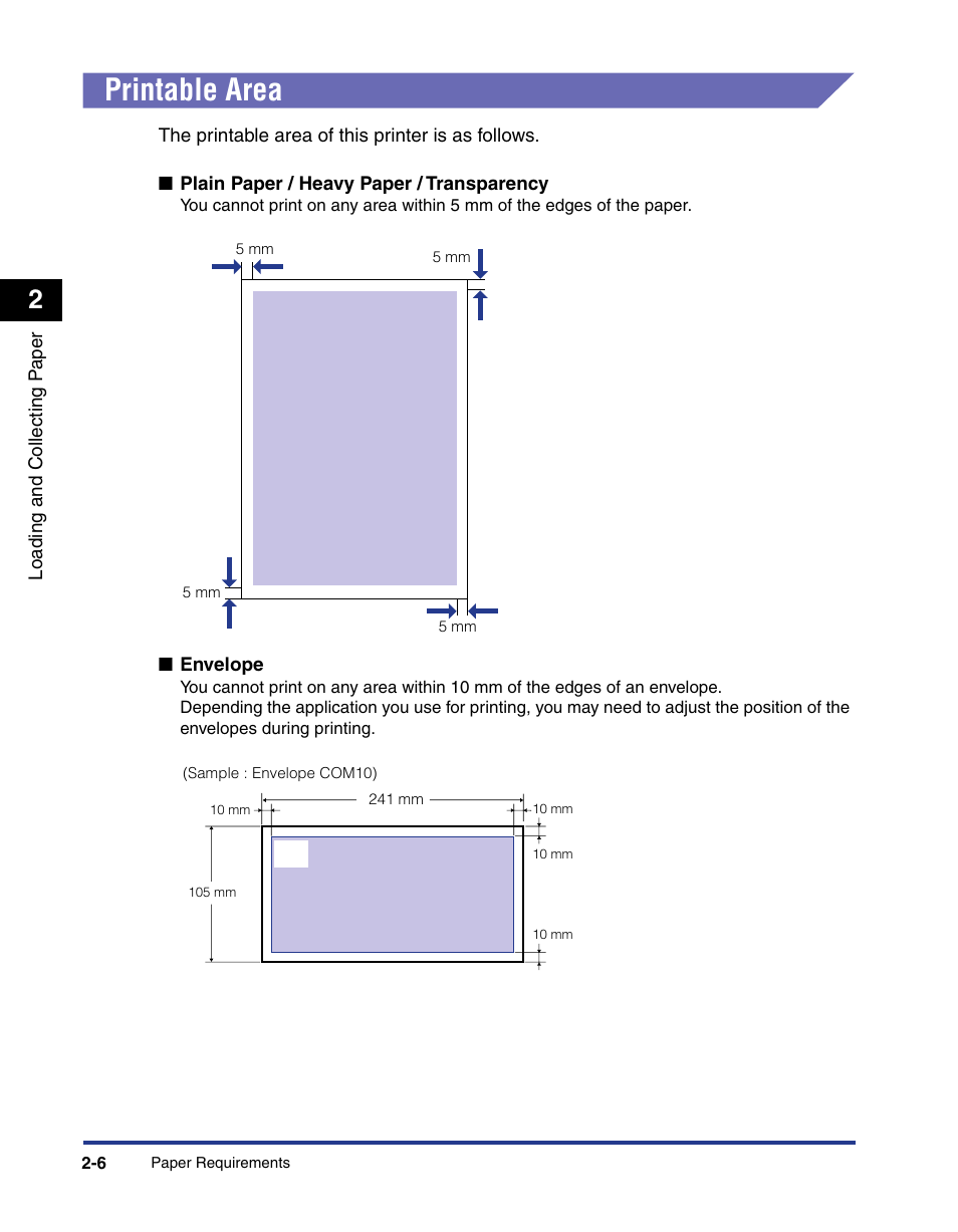 Printable area, Printable area -6 | Axis Communications LBP 5200 User Manual | Page 45 / 389