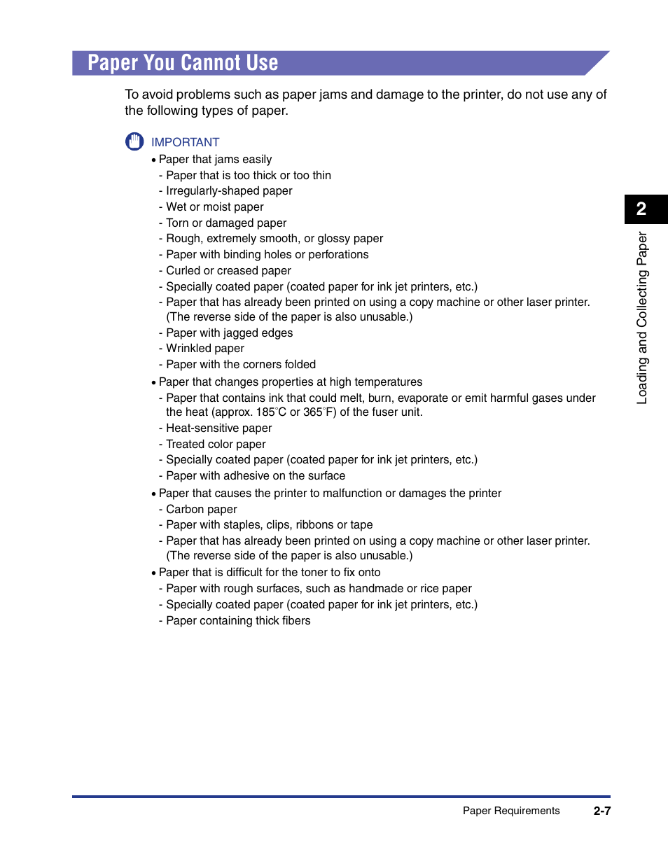 Paper you cannot use, Paper you cannot use -7 | Axis Communications LBP 5200 User Manual | Page 46 / 389