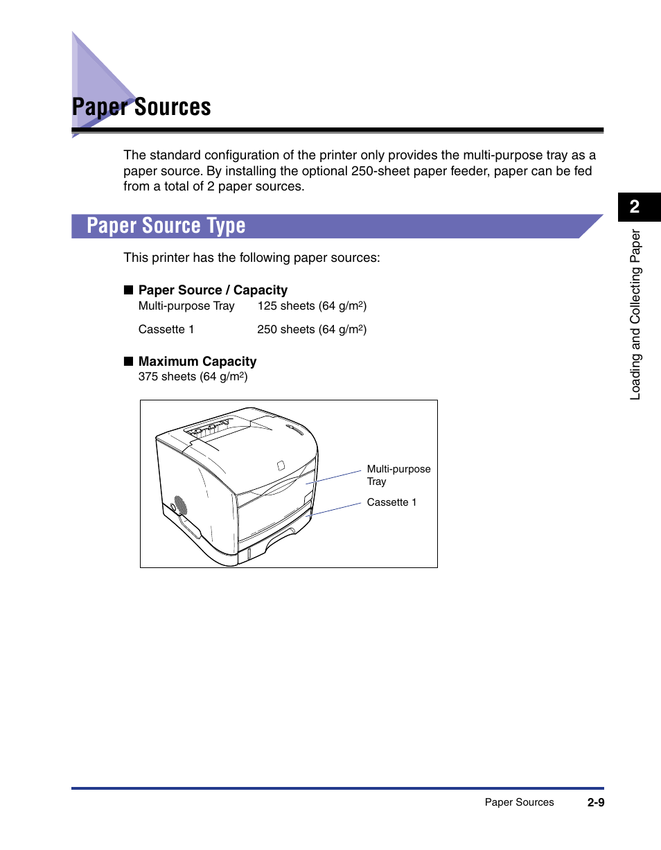 Paper sources, Paper source type, Paper sources -9 | Paper source type -9 | Axis Communications LBP 5200 User Manual | Page 48 / 389