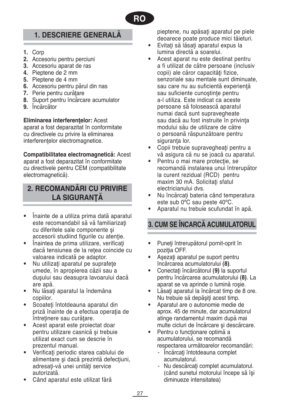 Descriere generală | Fagor MG-35 User Manual | Page 28 / 35