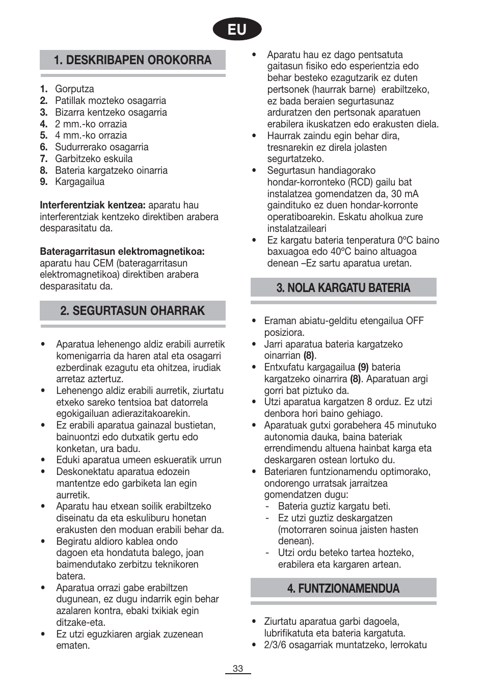 Deskribapen orokorra | Fagor MG-35 User Manual | Page 34 / 35