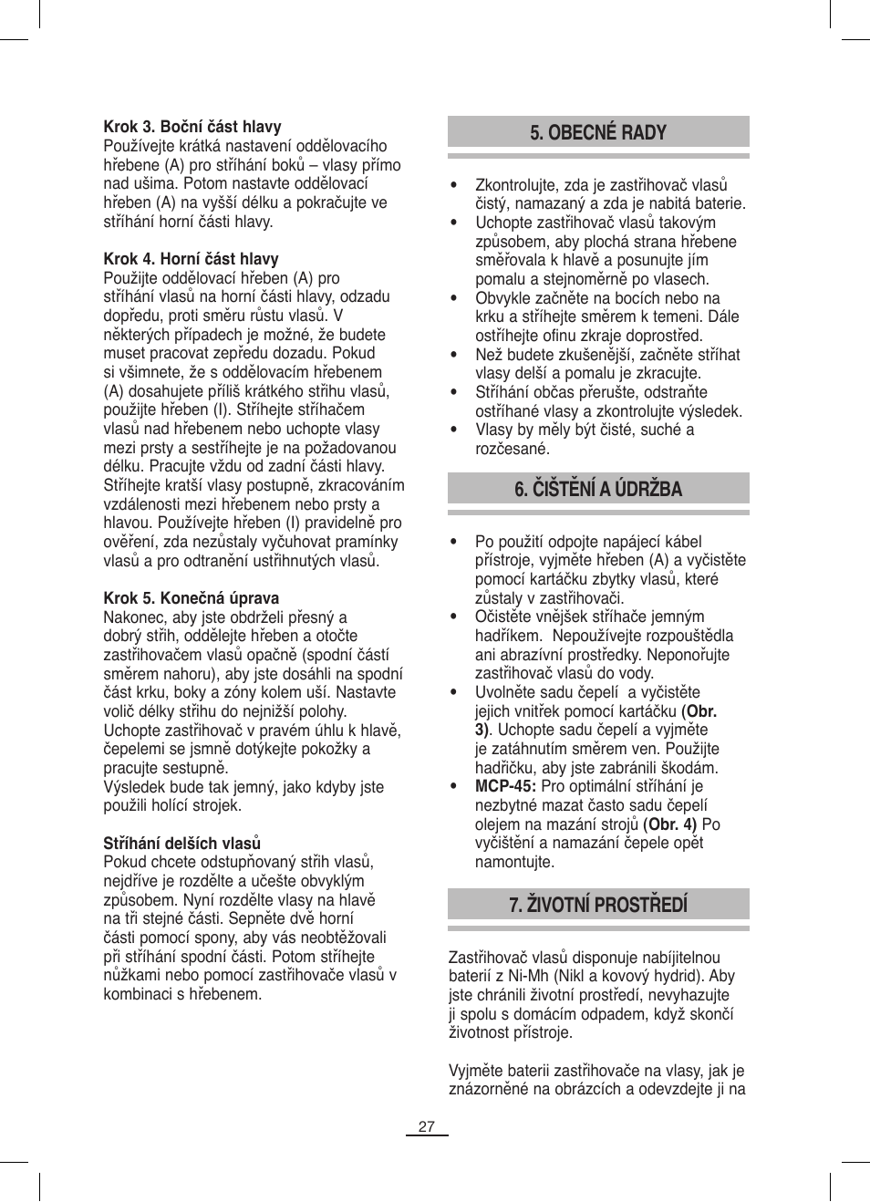 Obecné rady, Čištění a údržba 7. životní prostředí | Fagor MCP-45C User Manual | Page 28 / 46