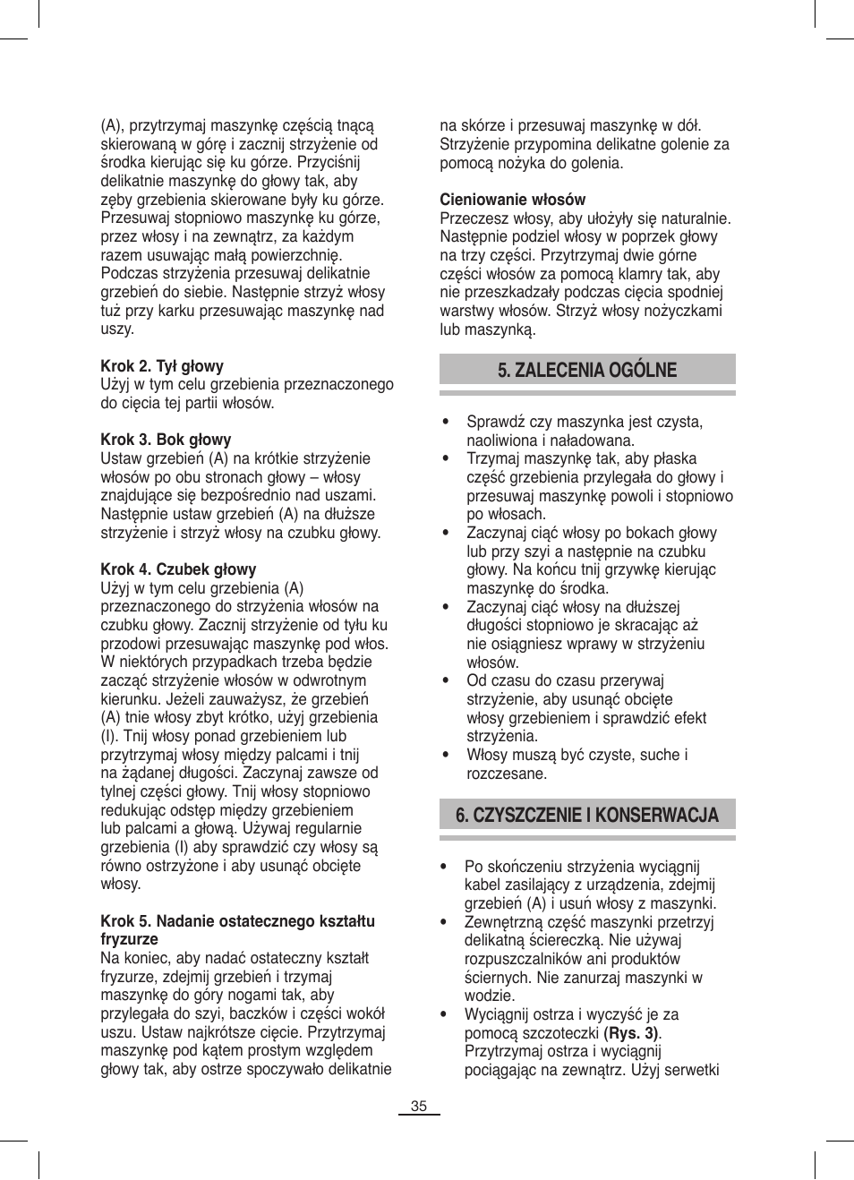 Zalecenia ogólne, Czyszczenie i konserwacja | Fagor MCP-45C User Manual | Page 36 / 46