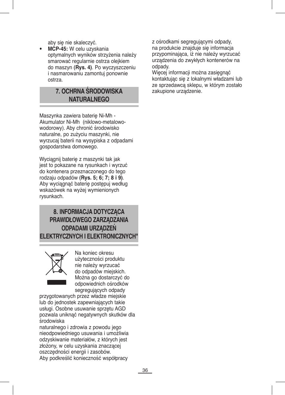 Ochrna środowiska naturalnego | Fagor MCP-45C User Manual | Page 37 / 46