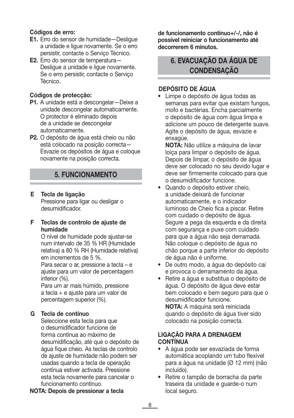 Funcionamento 6. evacuação da água de condensação | Fagor DH-10D User Manual | Page 9 / 54