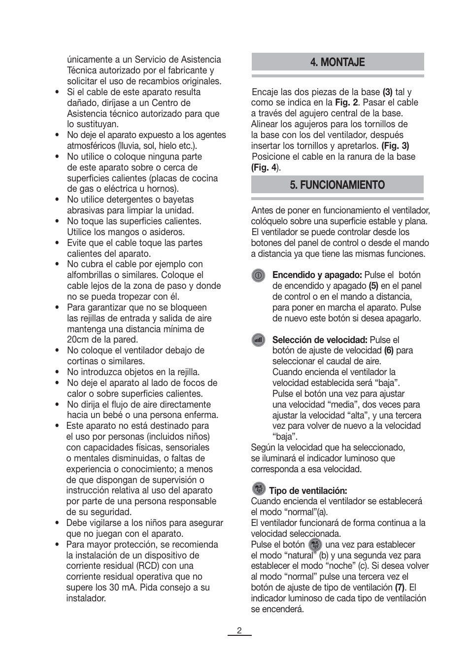 Montaje, Funcionamiento | Fagor CA-90CI User Manual | Page 3 / 39