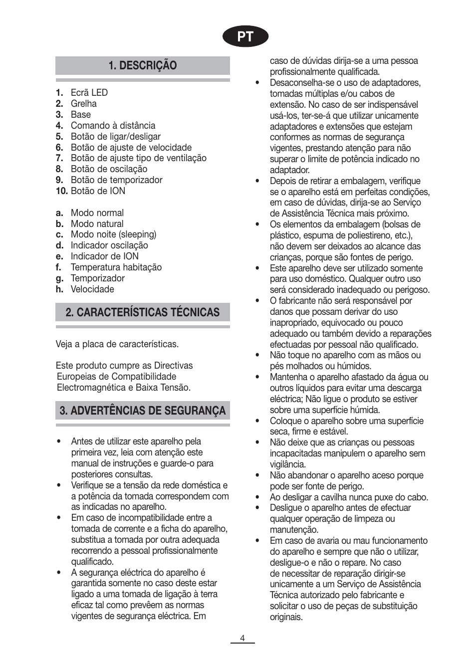 Descrição | Fagor CA-90CI User Manual | Page 5 / 39