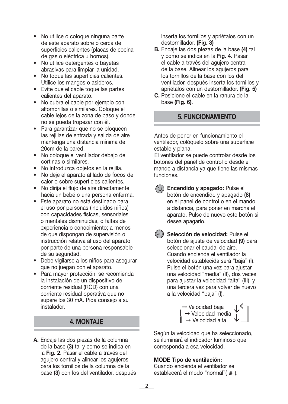 Montaje, Funcionamiento | Fagor CA-80C User Manual | Page 3 / 40