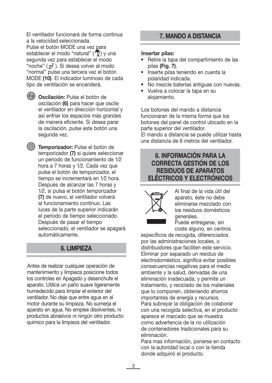 Limpieza, Mando a distancia | Fagor CA-80C User Manual | Page 4 / 40