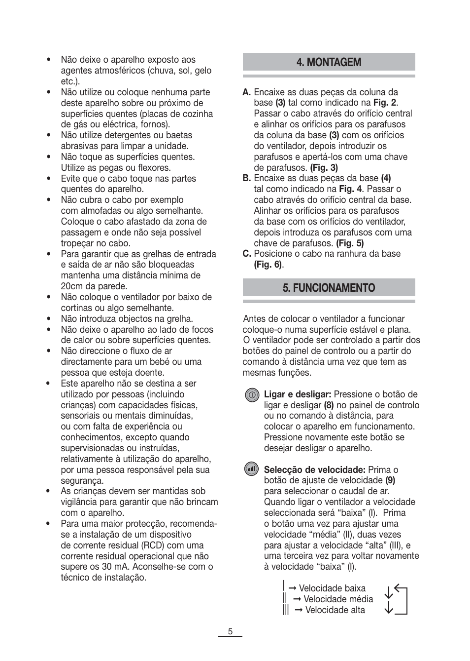 Montagem, Funcionamento | Fagor CA-80C User Manual | Page 6 / 40