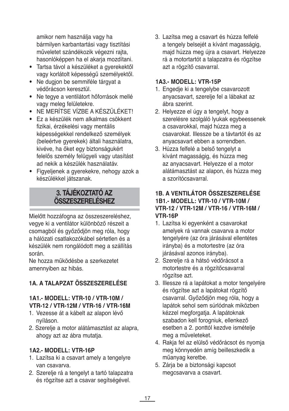 Tájékoztató az összeszereléshez | Fagor VTR-12 User Manual | Page 19 / 42