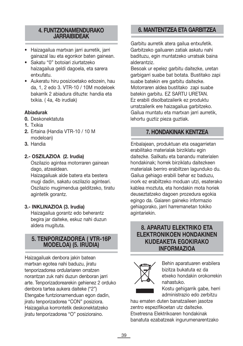 Fagor VTR-12 User Manual | Page 41 / 42