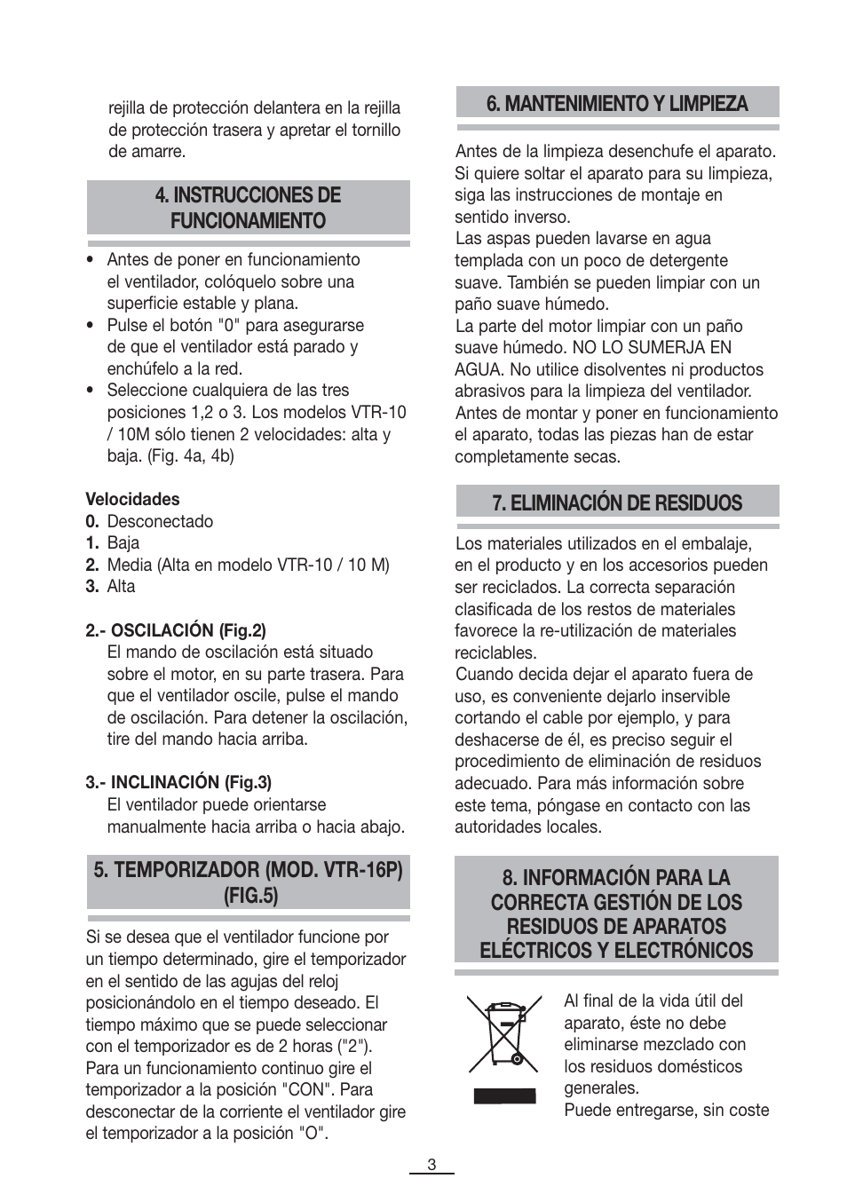 Fagor VTR-12 User Manual | Page 5 / 42